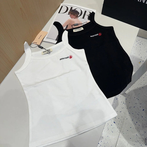 CAMISOLE 613779 IN BLACK COTTON RIBBED