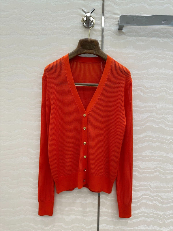 LP RED ORANGE V-NECK KNIT CARDIGAN