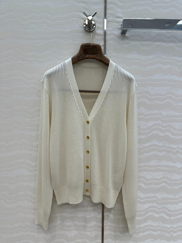 LP CREAM V-NECK KNIT CARDIGAN