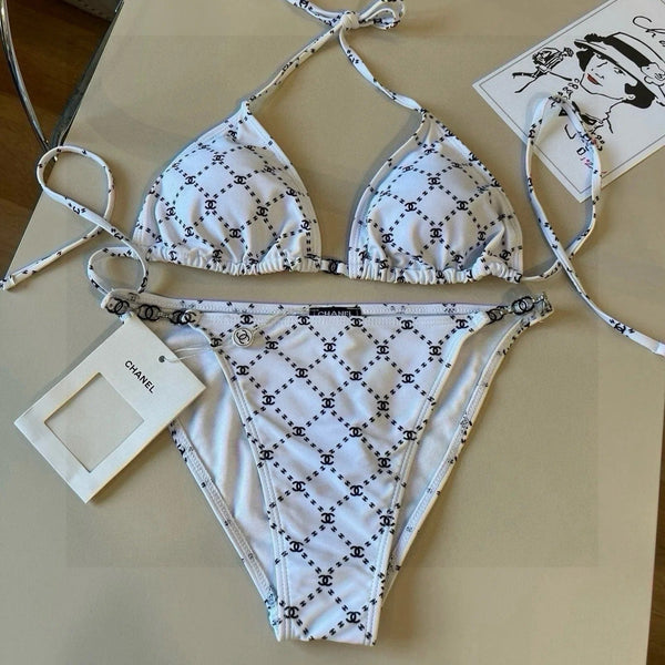 CC BIKINI SWIMSUIT SET IN BLACK AND WHITE PLAID 629231