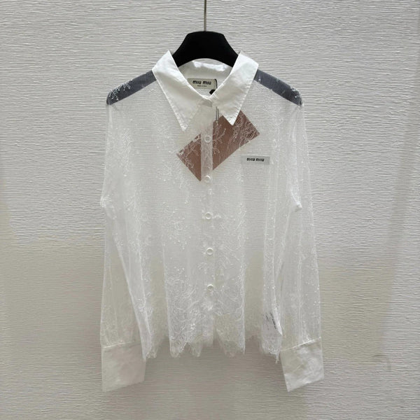MIUMIU LONG-SLEEVE LACE SHIRT 267993