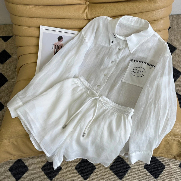 CHANEL SHIRT AND SHORTS SET STYLE 50