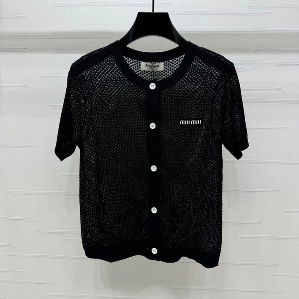 MIU 25S SHORT SLEEVE ROUND NECK CARDIGAN 264269