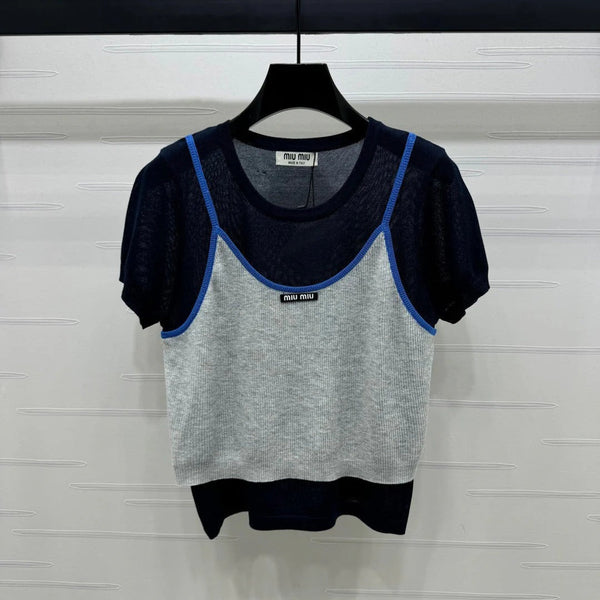 MIU 25S 2 PIECE KNITTED TOP WITH STRAPS 264131