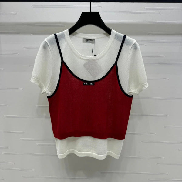 MIU 25S TOP IN MAGLIA 2 PEZZI CON SPALLINE 264130