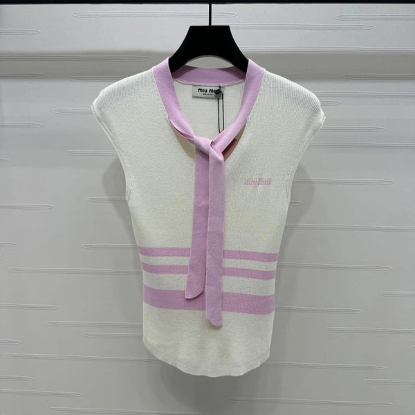 MIU 25S ICE STRIPE KNIT VEST 264116