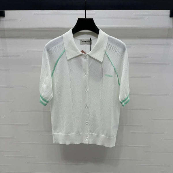 MIU 25S MAGLIA RAGLAN A RIGHE CON SCOLLO ROTONDO E MANICHE CORTE 264108