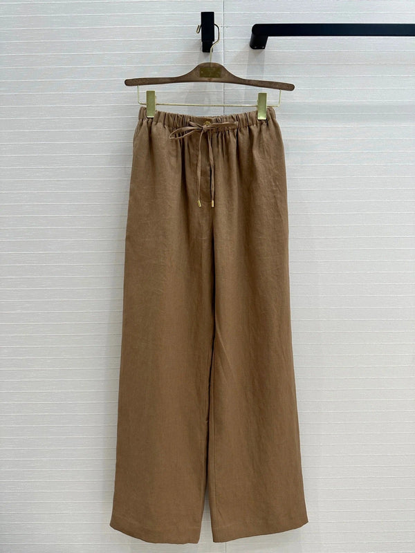 LP STRAIGHT-LEG LINEN PANTS IN BROWN