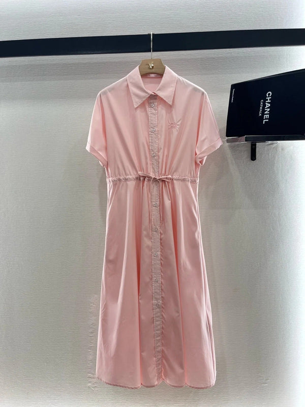 MIUMIU LIGHT PINK DRESS WITH DRAWSTRING WAIST