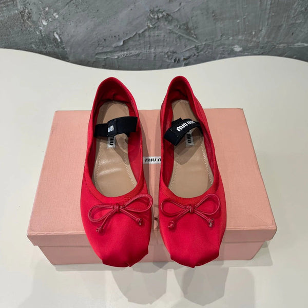BALLET FLAT SHOES CRIMSON COLOR GLOSSY SHEEPSKIN