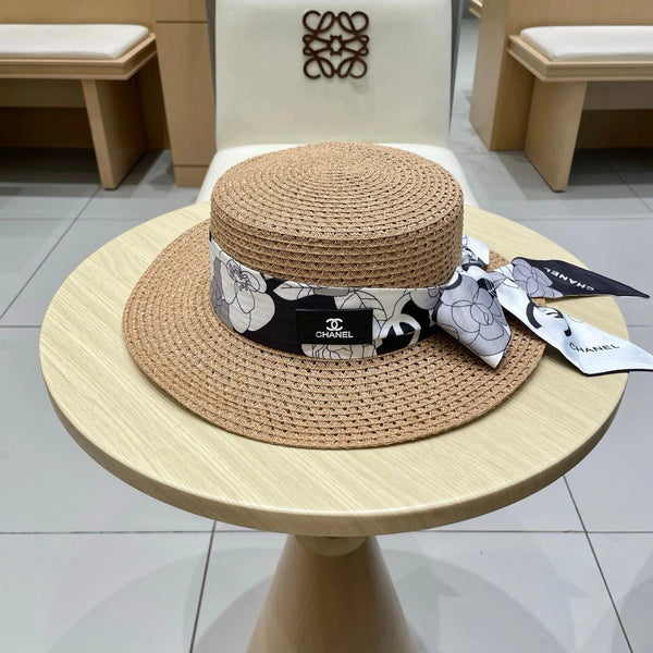 NATURAL STRAW BUCKET HAT WITH RIBBON 672773