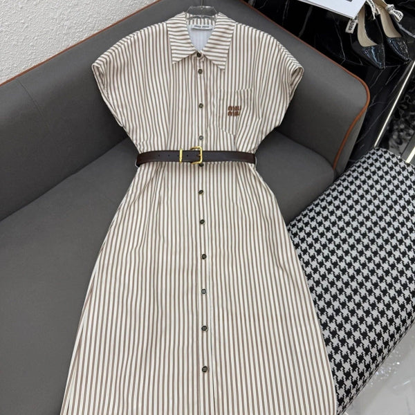 MM STRIPED LAPEL DRESS 25S IN POLYESTER 266615