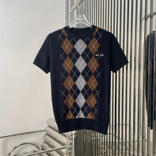 MIUMIU SHORT-SLEEVE KNIT TOP STYLE 71