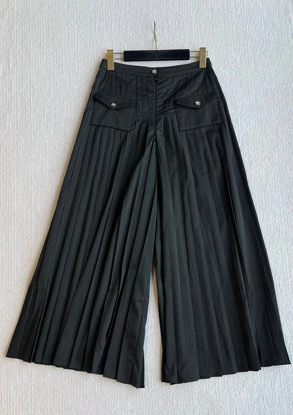 CHANEL PLEATED WIDE-LEG TROUSERS STYLE 30