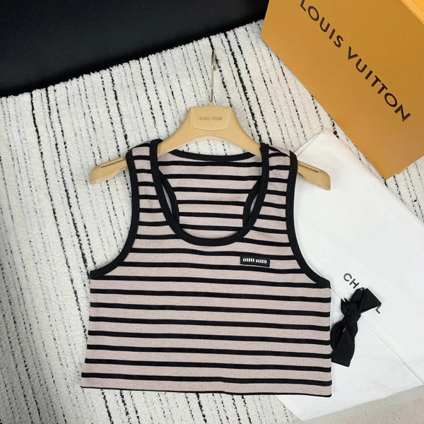 MIUMIU EMBROIDERED LOGO TANK TOP 274370