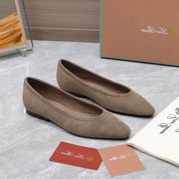 Classic Ballet Shoes In Heavy Brown Suede