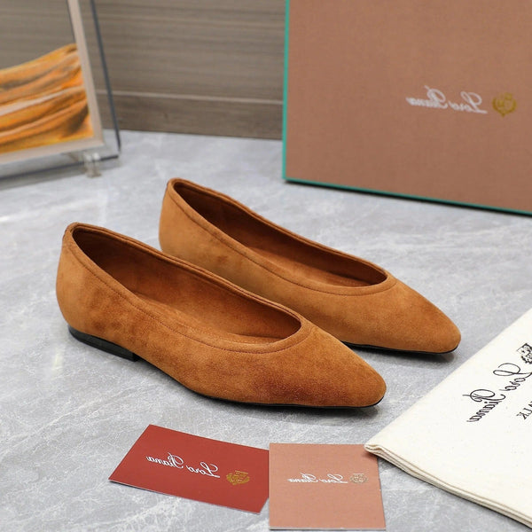 Classic Ballet Shoes In Bronze Brown Suede