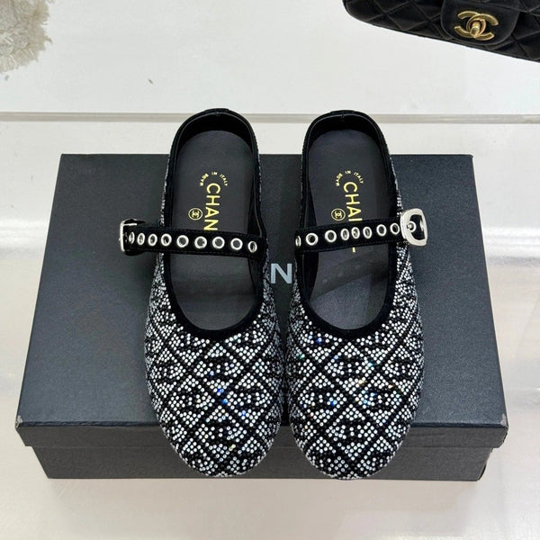 CC Flat Mules 25ss In Back Embellished With Rhinestones