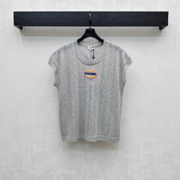 CHANEL SHORT SLEEVE CREW NECK KNIT TOP 273770