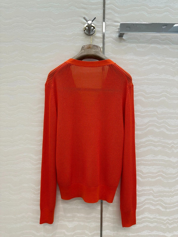 LP RED ORANGE V-NECK KNIT CARDIGAN