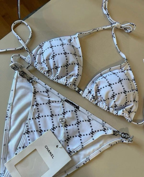CC BIKINI SWIMSUIT SET IN BLACK AND WHITE PLAID 629231