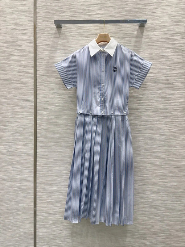 MIUMIU SHIRT AND SKIRT SET STYLE 9