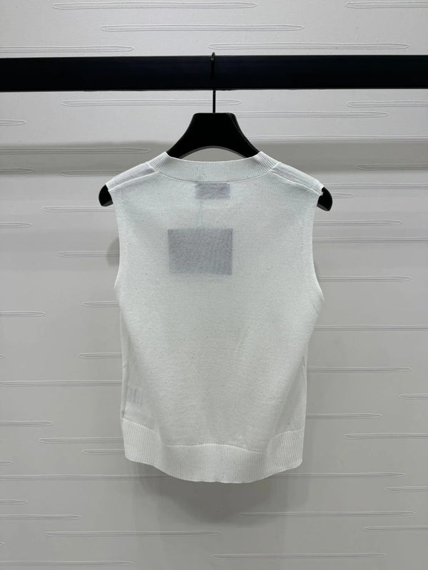 PRADA SEQUIN-EMBELLISHED V-NECK KNIT TANK BLAZER 274810