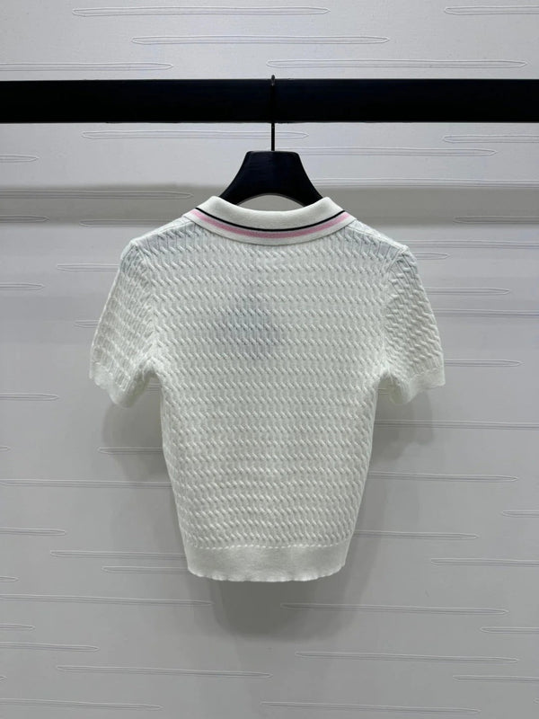 MIUMIU KNITTED POLO SHIRT WHITE 274837