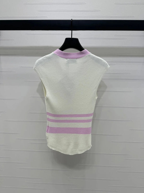 MIU 25S ICE STRIPE KNIT VEST 264116