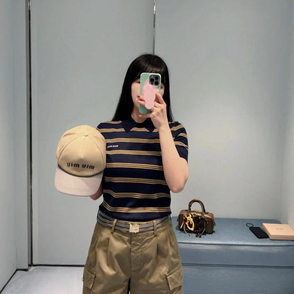 MIUMIU SHORT-SLEEVED KNITTED SWEATER STYLE 108