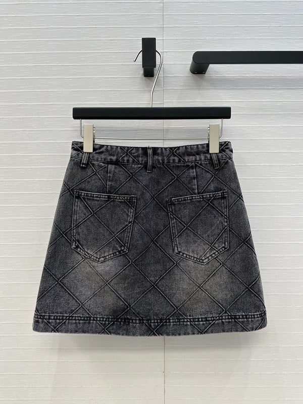 GONNA CHANEL IN DENIM CON MOTIVO A ROMBI 276112