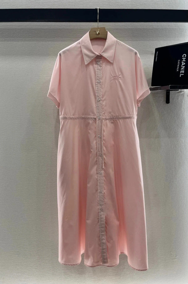 MIUMIU LIGHT PINK DRESS WITH DRAWSTRING WAIST