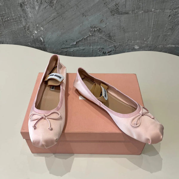 BALLET FLAT SHOES LIGHT PINK COLOR GLOSSY SHEEPSKIN