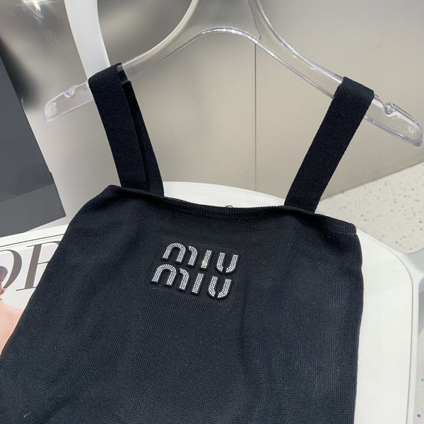 TOP CAMI 643227 IN MAGLIA DI COTONE A COSTINE NERO