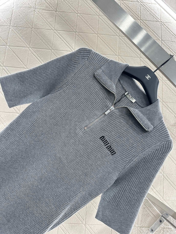 MIUMIU SHORT-SLEEVE KNIT POLO SHIRT STYLE 99