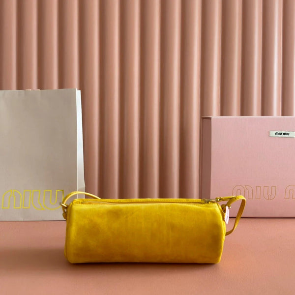 BORSA IN CAMOSCIO 22 GIALLO SENAPE FERRAMENTA ORO