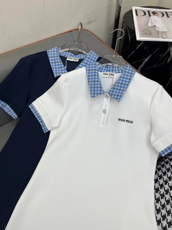 POLO SHIFT DRESS PLAID DESIGN PIQUÉ COTTON 266701