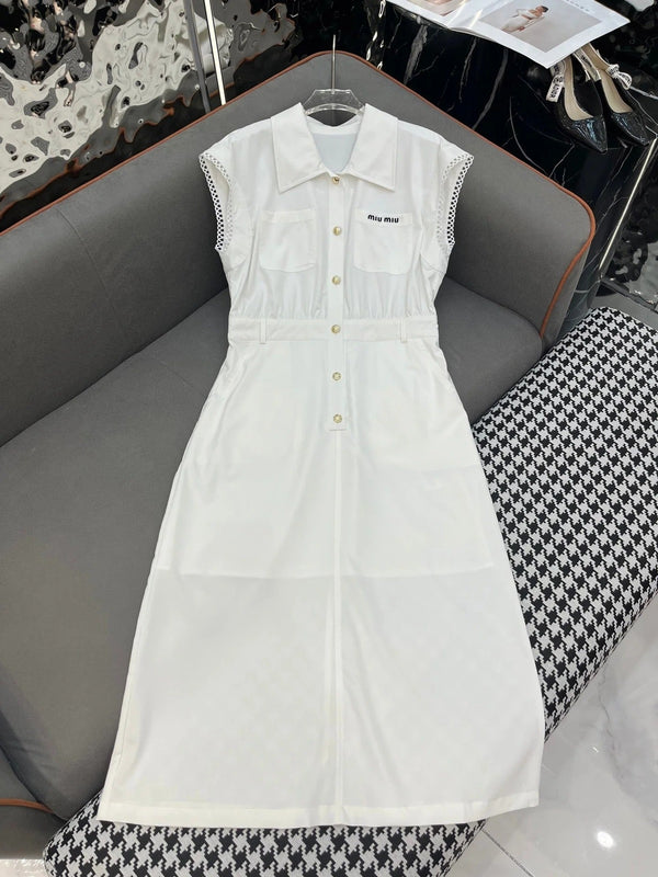 SLEEVELESS SHIRT DRESS – LONG LENGTH