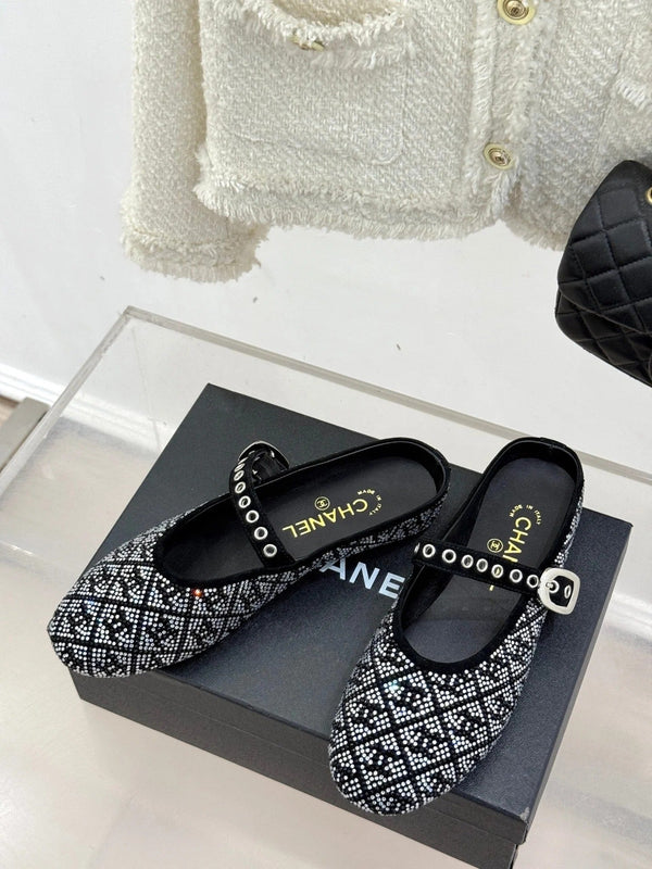 CC Flat Mules 25ss In Back Embellished With Rhinestones