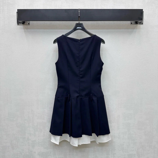 MIU 25S PLEATED VEST DRESS IN ACETATE 264603