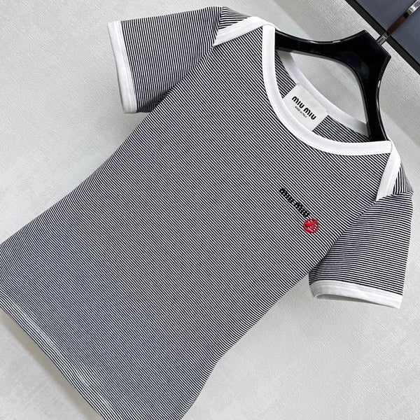 MIUMIU T-SHIRT A RIGHE A MANICA CORTA 267829