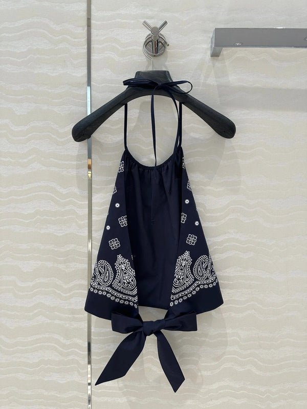 MIUMIU MIDNIGHT BLUE STRAPPY BACK TOP