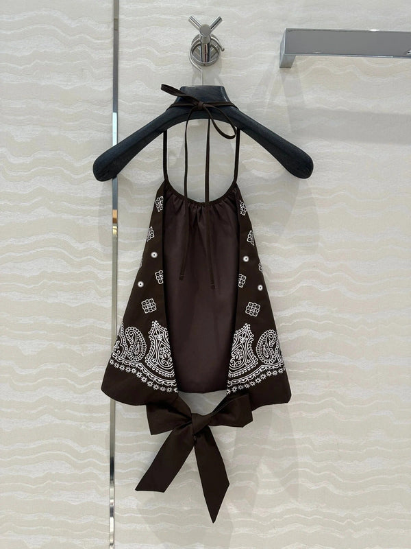 MIUMIU EARTH BROWN STRAPPY BACK TOP