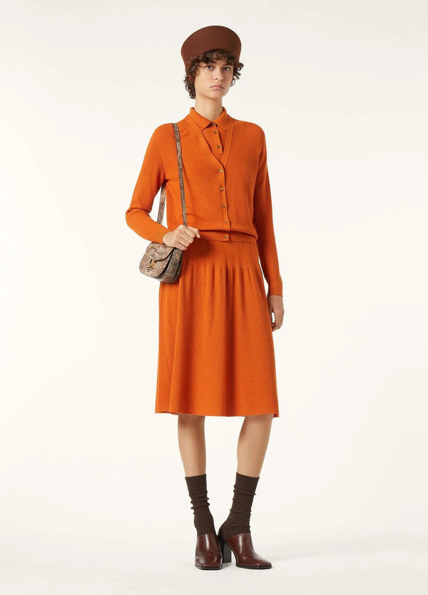 LP ORANGE KNIT MIDI SKIRT