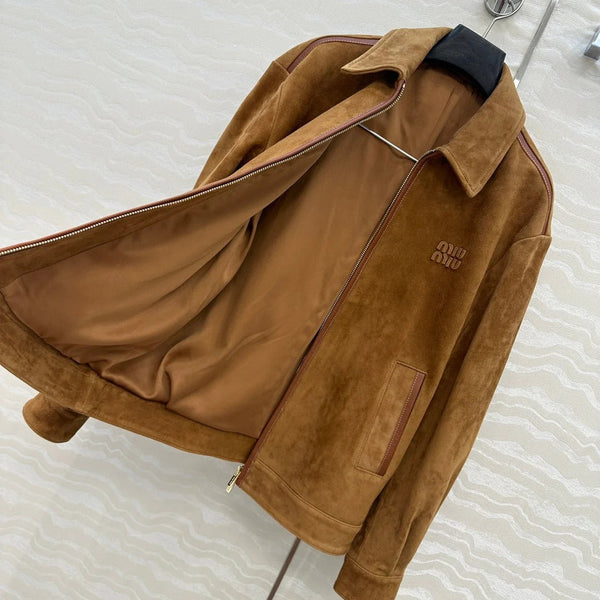 MIUMIU CLASSIC BROWN SUEDE JACKET 276214