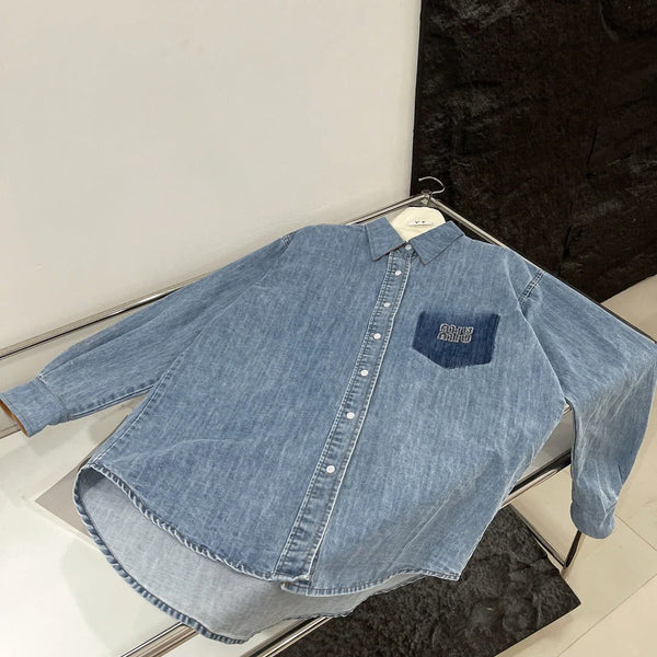 MIU DENIM SHIRT JACKET BLUE 265831