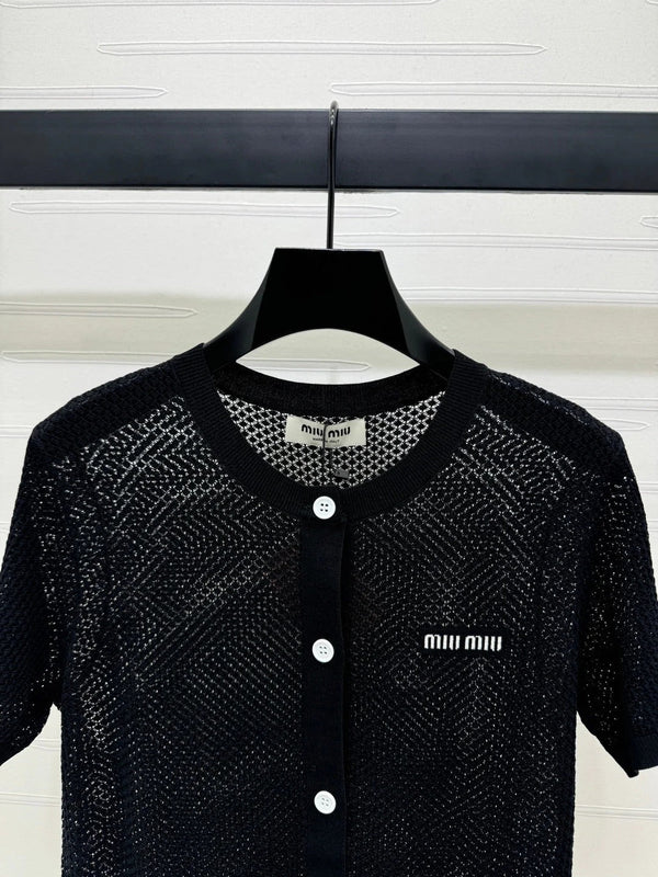 MIU 25S SHORT SLEEVE ROUND NECK CARDIGAN 264269