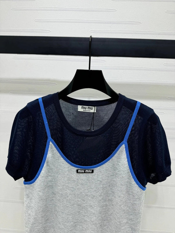 MIU 25S 2 PIECE KNITTED TOP WITH STRAPS 264131
