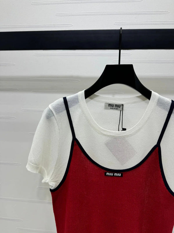 MIU 25S TOP IN MAGLIA 2 PEZZI CON SPALLINE 264130