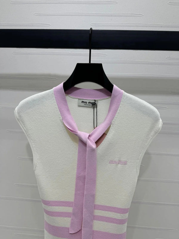 MIU 25S ICE STRIPE KNIT VEST 264116